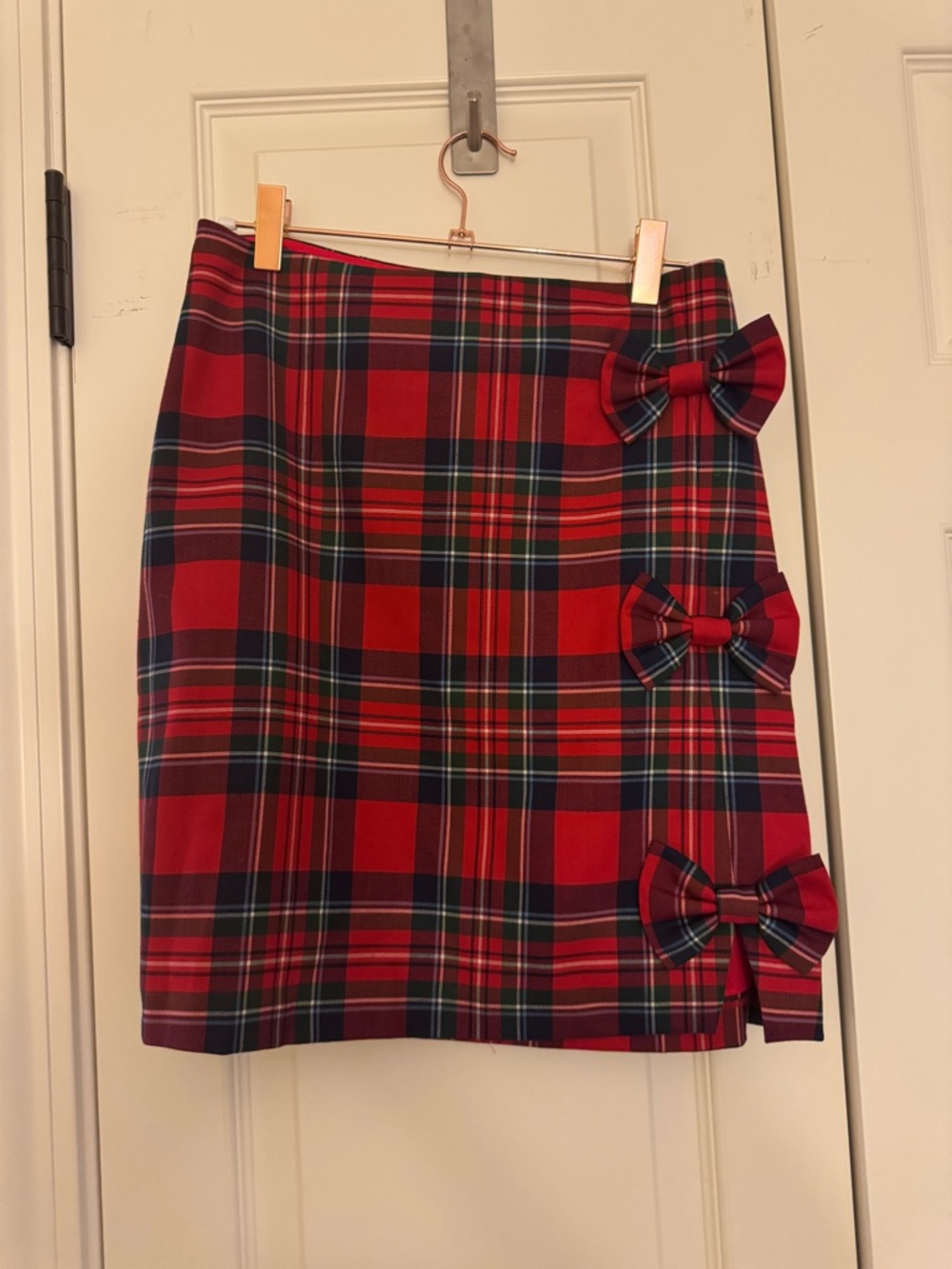 Red Plaid Bow-Accent Mini Skirt